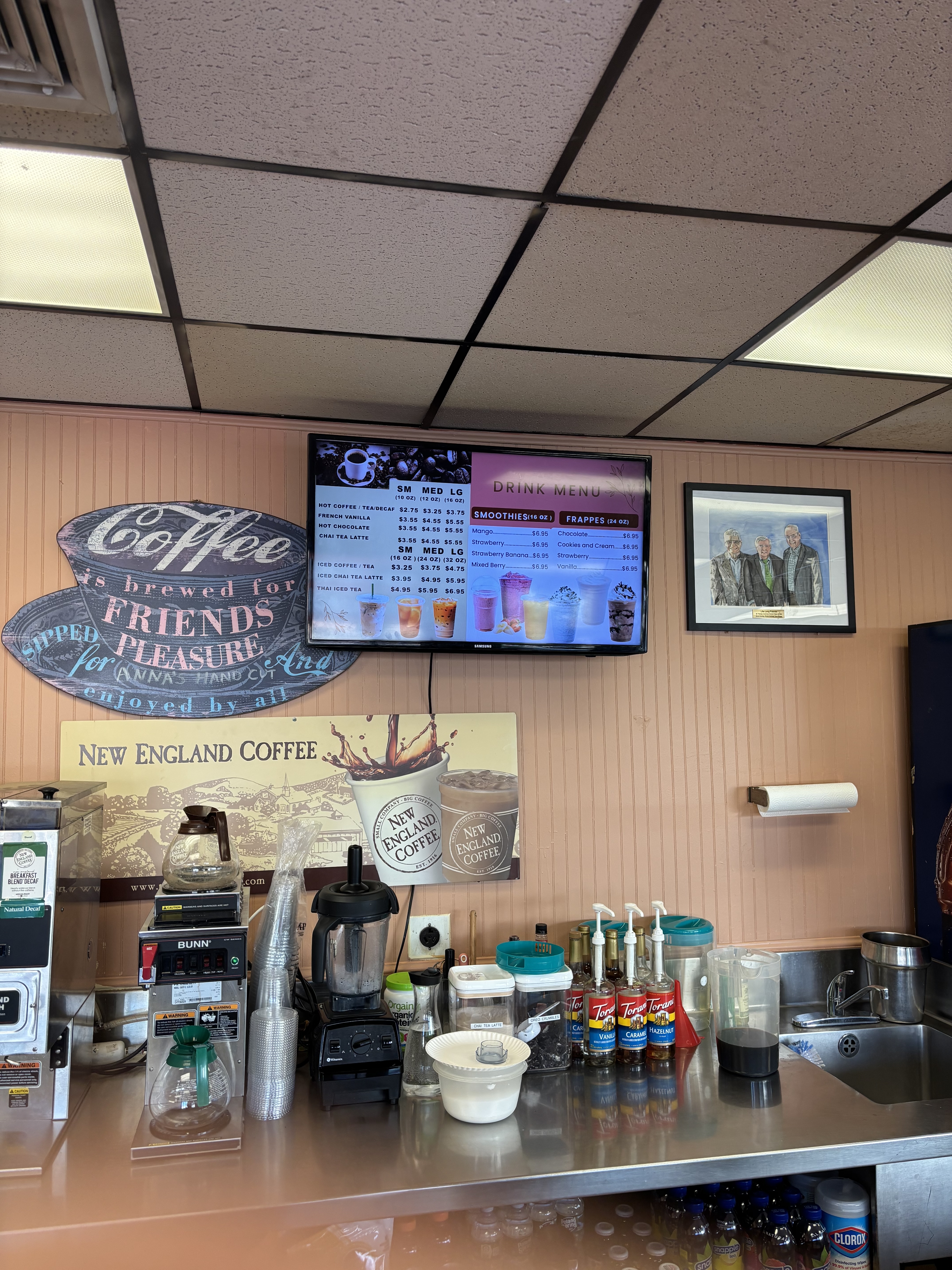 Smoothies and drinks menu